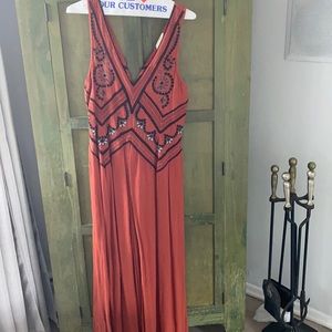 Maeve embroidered wide leg jumpsuit